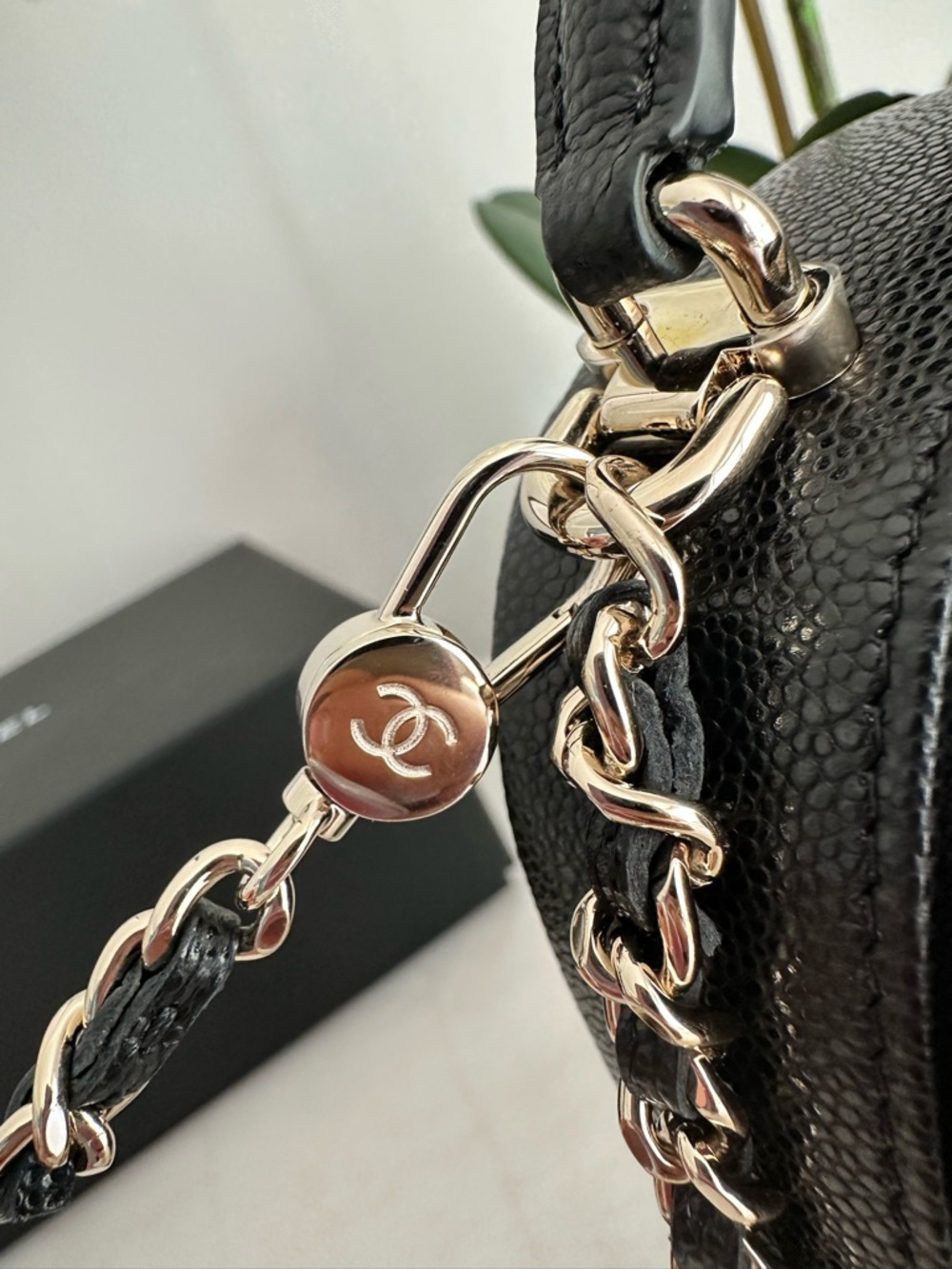 NWT 25C CHANEL Black Caviar Quilted Mini Backpack Bag with Gold Chain - Picture 10 of 10